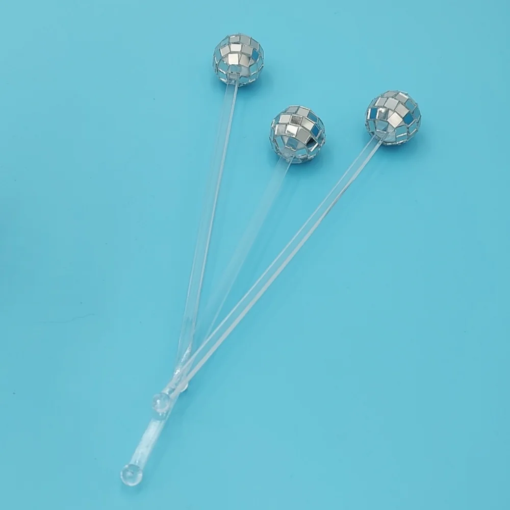 Disco Party Ball Drink Stirrer Round Top Swizzle Sticks 80 pieces